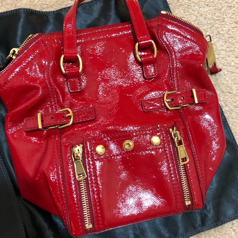 Stunning!YSL mini downtown patent red purse - Picture 4 of 9